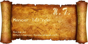 Mencer Tünde névjegykártya